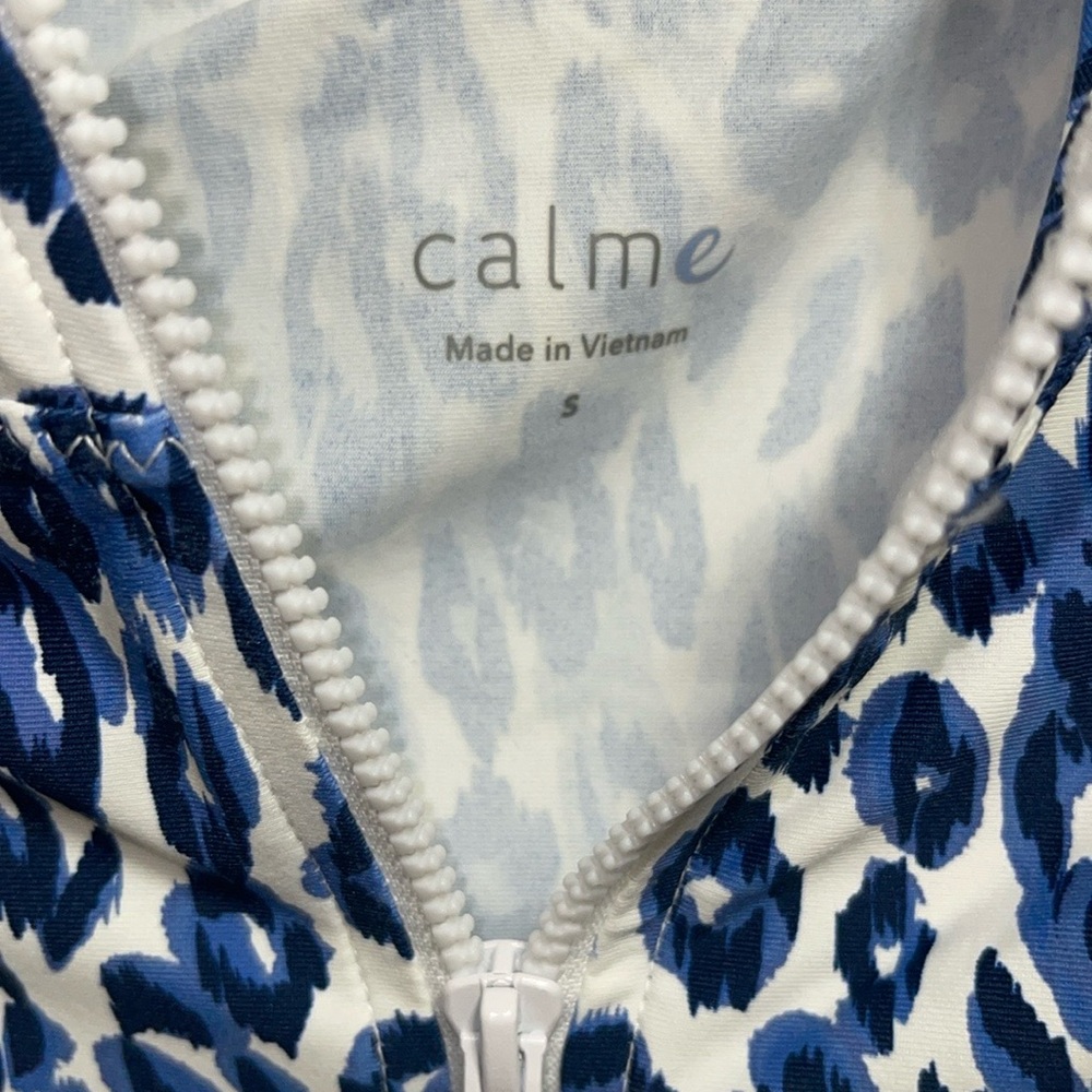 NWOT Calme Johnny Was SM Surf Shirt Blue Cheetah 112337 - Picture 3 of 5